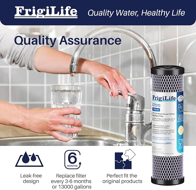 1 Micron 10" x 2.5" Whole House CTO Carbon Sedimen Water Filter Compatible - Image 5