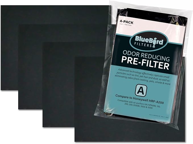 Pre-Filter A for Honeywell HPA200 and HPA5200 Series, Part# HRF-A200, 4 Pack by BlueBird+Filters
