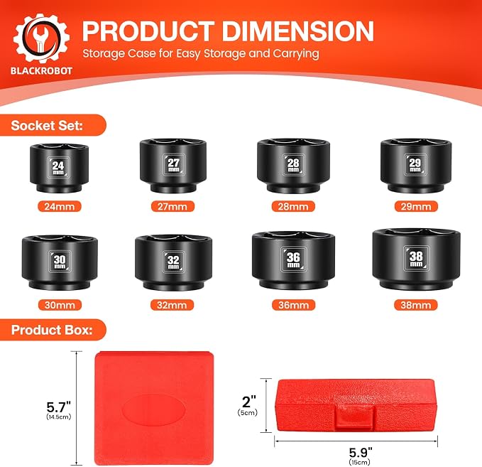 BLACKROBOT 8 Pieces 3/8” Drive Low Profile Oil Filter Socket Set, Metric Size - Image 2