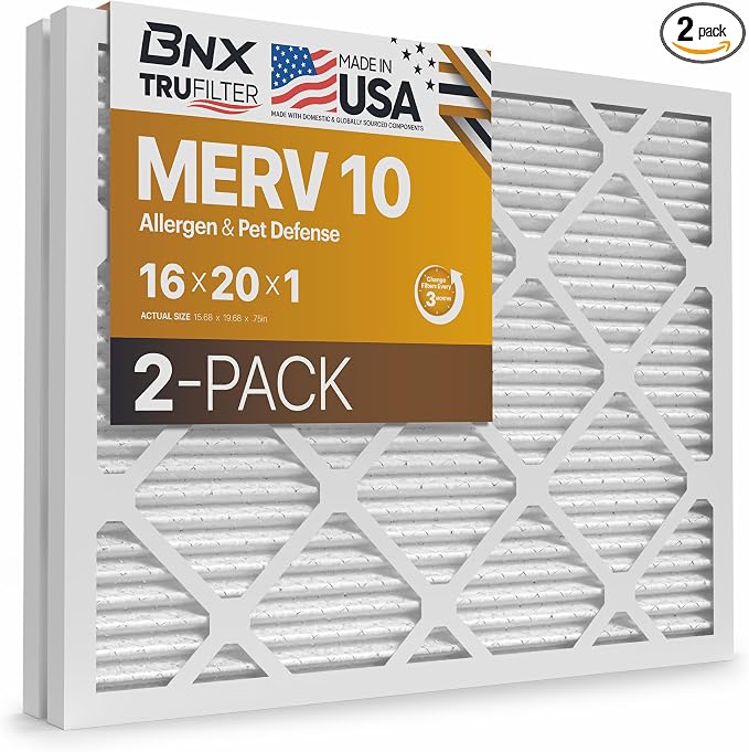BNX TruFilter 16x20x1 MERV 10 AC Furnace Air Filter by BNX