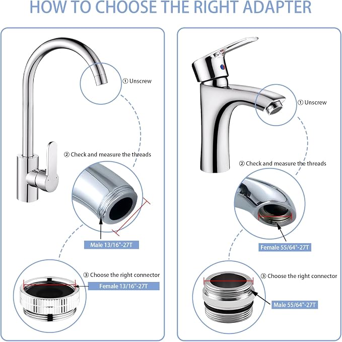 12 pcs Faucet Adapter Kit, CNYMANY Kitchen Aerator Adapter Set Male Female Sink - Image 3
