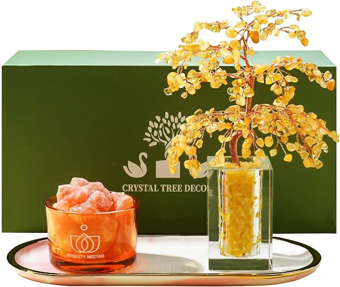 Runyangshi Citrine Crystal Tree of Life & Natural Crystal Ore Diffuser Set by Runyangshi