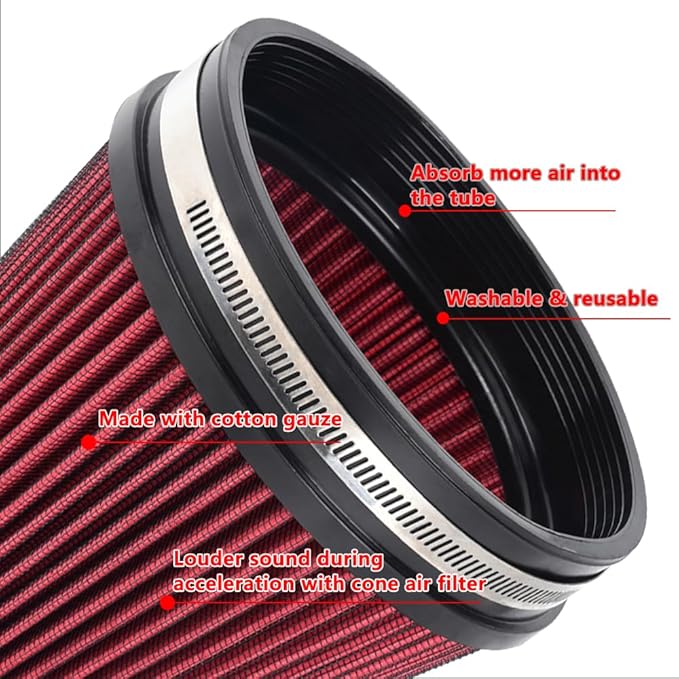 MUGE RACING 6" 152 mm High Flow Inlet Air Filter, Air Intake Cone Filter - Image 2