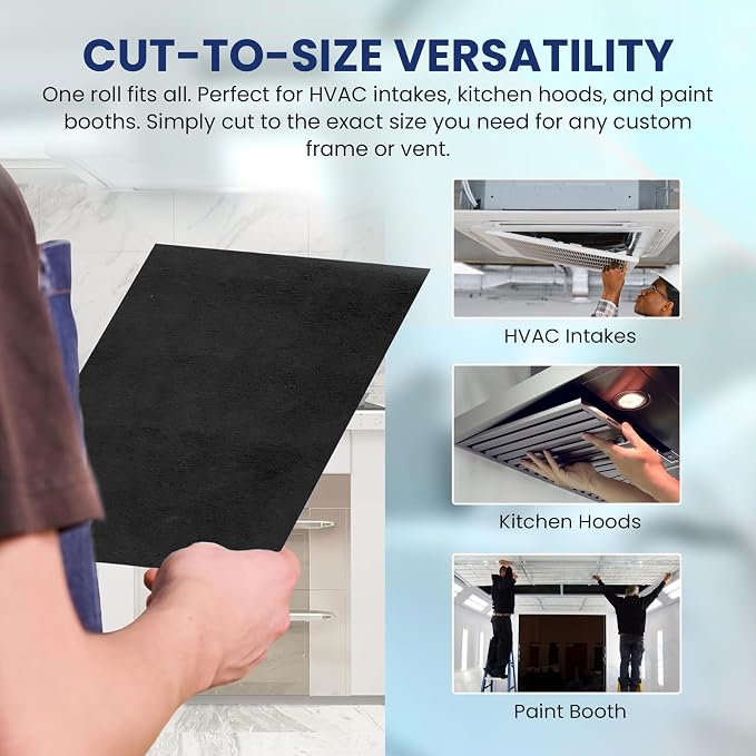 Activated Carbon Filter Media Roll, 25 in x 100 ft | Cut to any size; 1/4 in; - Image 5