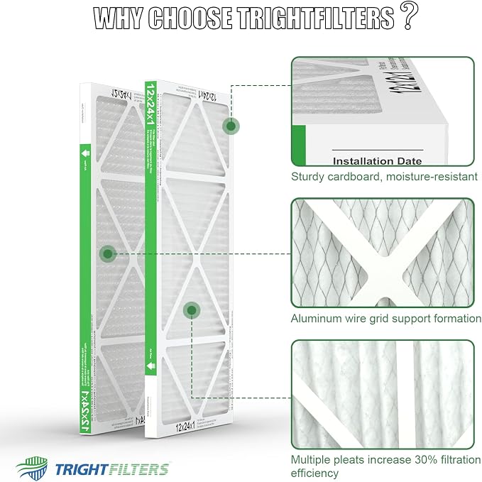 12x24x1 Air Filter 4 Pack, MERV 8 Pleated Dust Defense Air Filters Replacement - Image 4