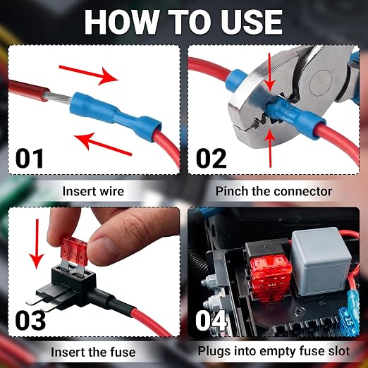 TMH 16 Pcs 12V Add-a-Circuit Fuse Tap Kit, 4 Types Standard Mini Micro2 Low - Image 6