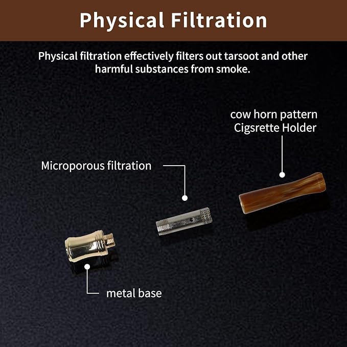 Cigarette Filters Brown Cow Horn Pattern Reusable Clean Tar Tobacco Filter - Image 4