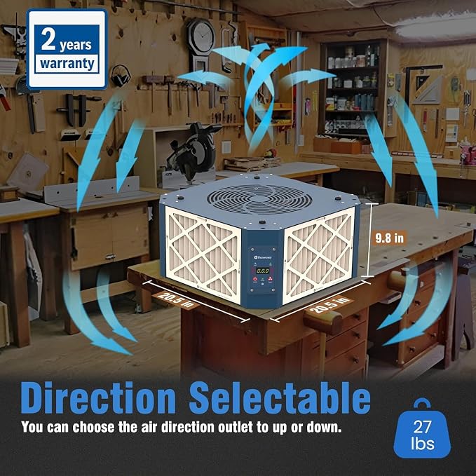 360 Degree Intake Air Filtration System Woodworking, 1050 CFM Hanging Air Filter - Image 5