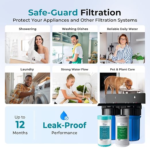 iSpring WGB21BM 2-Stage Whole House Water Filtration System, 10” x 4.5” Carbon - Image 5