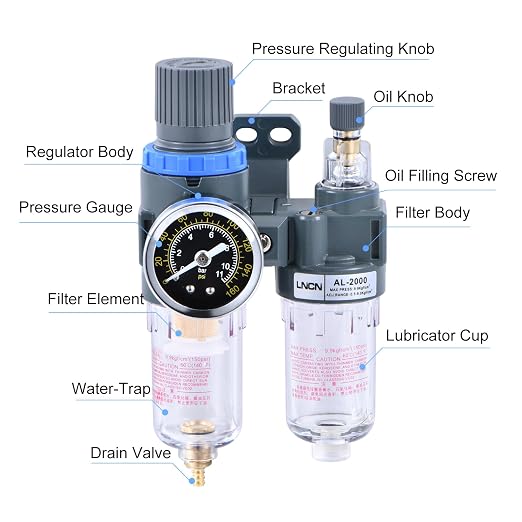 1/4 Inch Compressor Air Filter Pressure Regulator Water-oil Trap Separator - Image 2