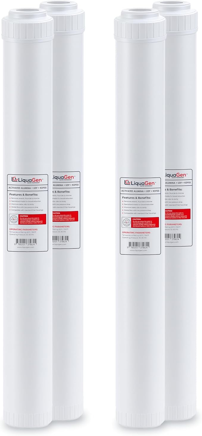 LiquaGen Activated Alumina + Carbon + KDF-55 Replacement Water Filter Cartridge by LiquaGen