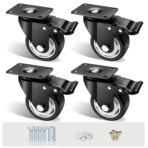 3" Swivel Plate Casters, 1000Lbs Capacity by ASHGOOB