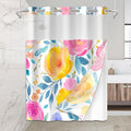 No Hook Shower Curtain Set with Snap in Fabric Liner for Bathroom,with See Through Top Window,Double Shower Curtain with Detachable Liner Replacement,Machine Washable,Rich Flower,71"x 74"