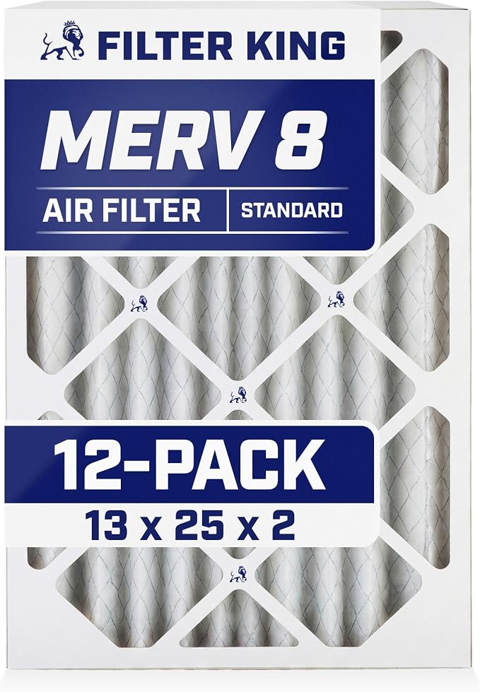 Filter King 13x25x2 Air Filter | 12-PACK | MERV 8 HVAC Pleated A/C Furnace by FilterKing
