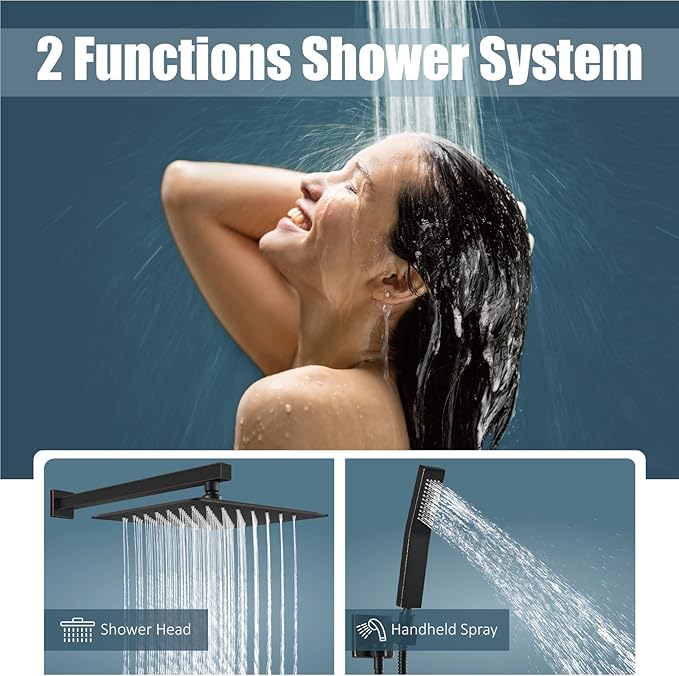 Aolemi Shower Faucet Set Rain Shower System with Handheld Spray Bathroom Shower Combo Rough-in Valve and Shower Trim Kit Included Oil Rubbed Bronze 10 Inch Wall Mount Shower Head