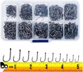 300PCS Small High-Carbon Steel Barbed Fishing Hooks with Holes, 10 Specifications of Fishing Hooks, Portable Boxed Hooks, Hooks That Can Adapt to Various Fishing Environments