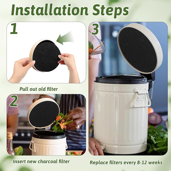 24 Pack Compost Bin Filter, 6.7 Inch Charcoal Filters - Image 7