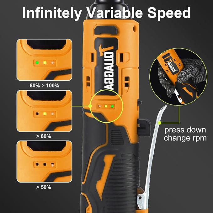 3/8" Cordless Electric Ratchet Wrench Set, 18V Power Ratchet Tool Kit - Image 3