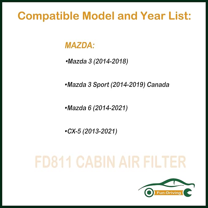 Cabin Air Filter for Mazda 3, Replacement for CF11811, KD45-61-J6X （White - Image 2