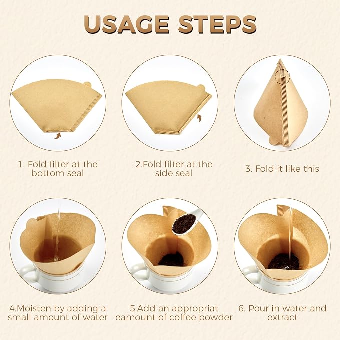 130 Count #4 Cone Coffee Filters 8-12 Cup, Unbleached Natural Paper, Disposable - Image 4