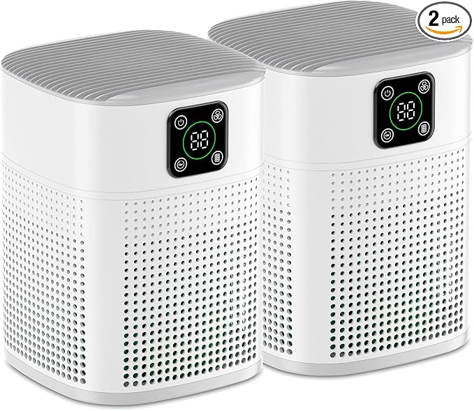 2 Pack Air Purifiers for Home Bedroom up to 2190ft², Honeyuan H13 HEPA Air by HONEYUAN