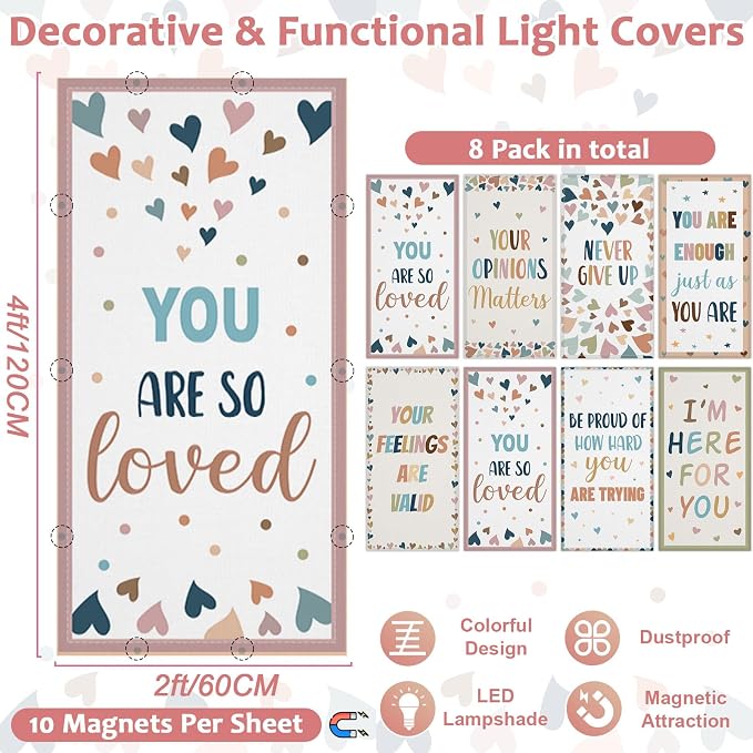 QOUBAI 8 Pcs Fluorescent Light Covers, 4x2 Feet Magnetic Light Cover - Image 2