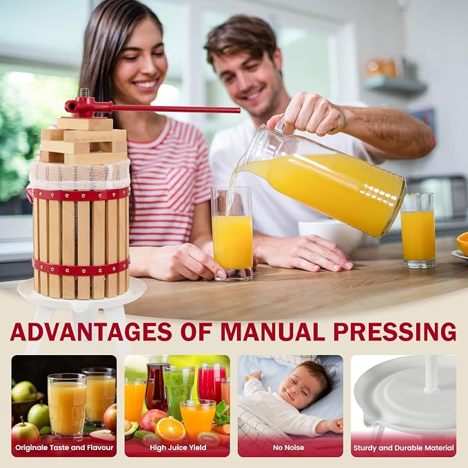 CAELUM Fruit Wine Press, 1.6 Gallon Wood Fruit and Cider Press Squeezer - Image 6