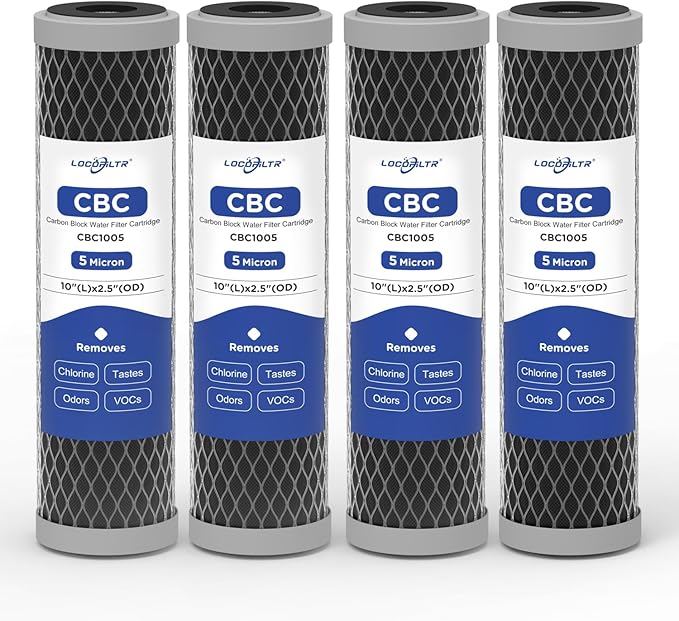 5 Micron 10" x 2.5" Whole House CTO Carbon Block Water Filter Cartridge by Locofiltr