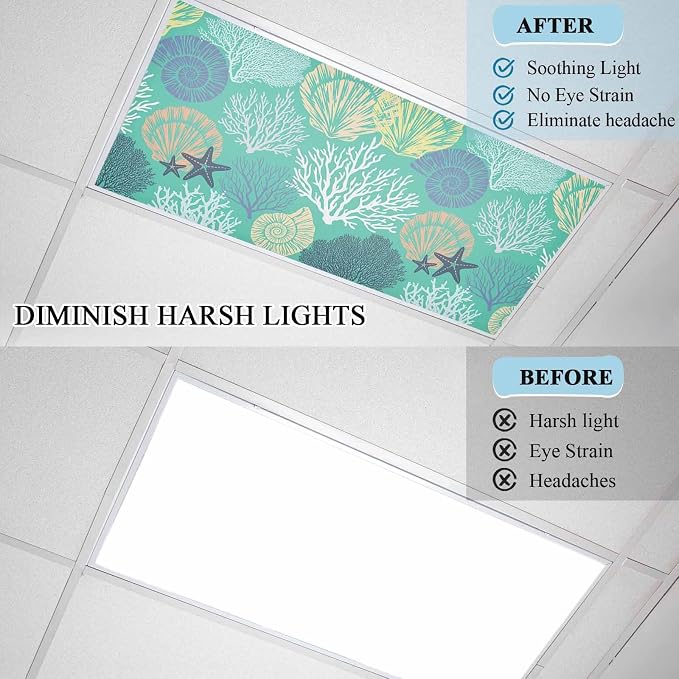 2 Pack Fluorescent Light Cover for Classroom Ceiling Light, Nautical Coastal - Image 8
