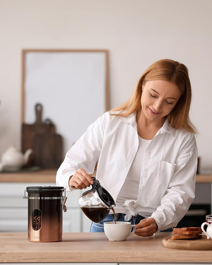 Veken Coffee Canister with Window, Airtight Stainless Steel Kitchen Food - Image 7