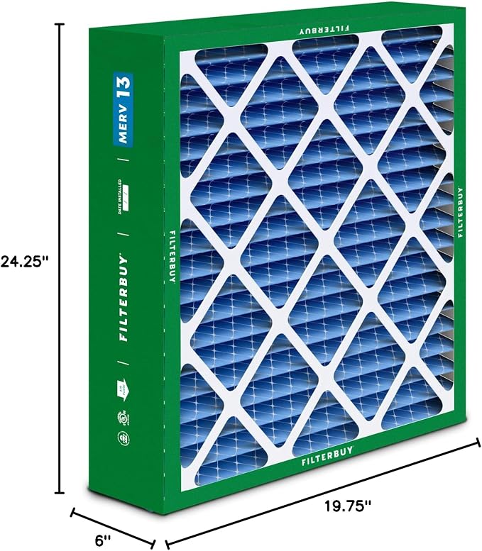Filterbuy 20x25x6 Air Filter MERV 13 Optimal Smoke & Allergy Defense, Pleated - Image 10