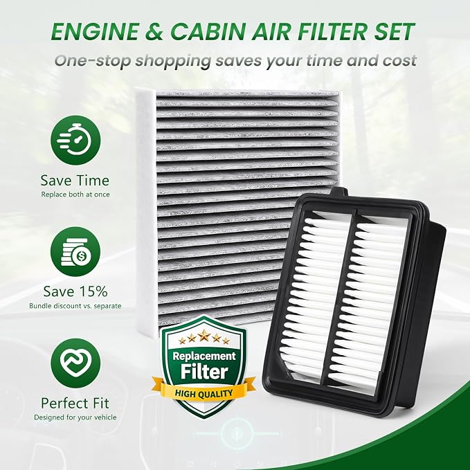 Cabin Engine Air Filter Kit CF11182 CA11399 Fit - Image 3