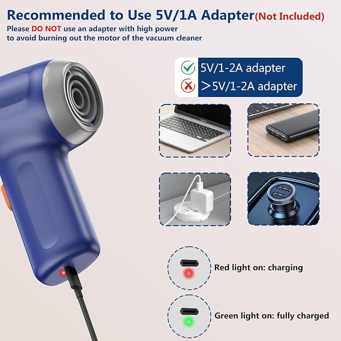 Fanisic Car Vacuum Handheld Vacuum Cleaner/Air Duster, 15000PA Strong Suction - Image 3
