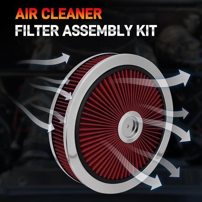 14"x3" High Flow Round Air Cleaner Filter Assembly Kit - Image 3