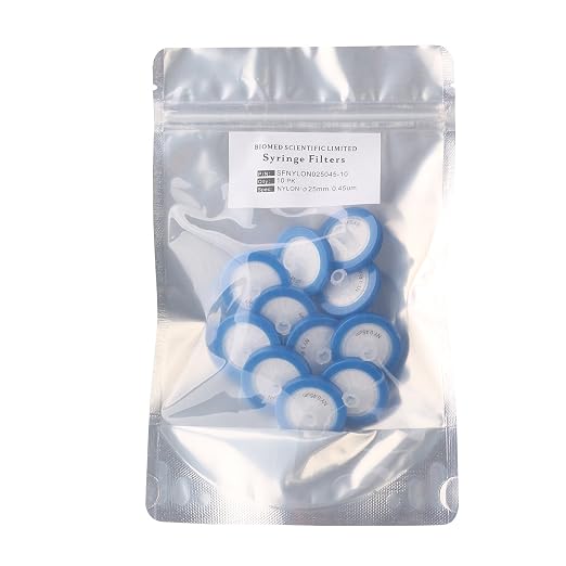 Syringe Filters Nylon 25mm Diameter 0.45um Pore Size Non Sterile Pack of 10 by by Biomed+Scientific