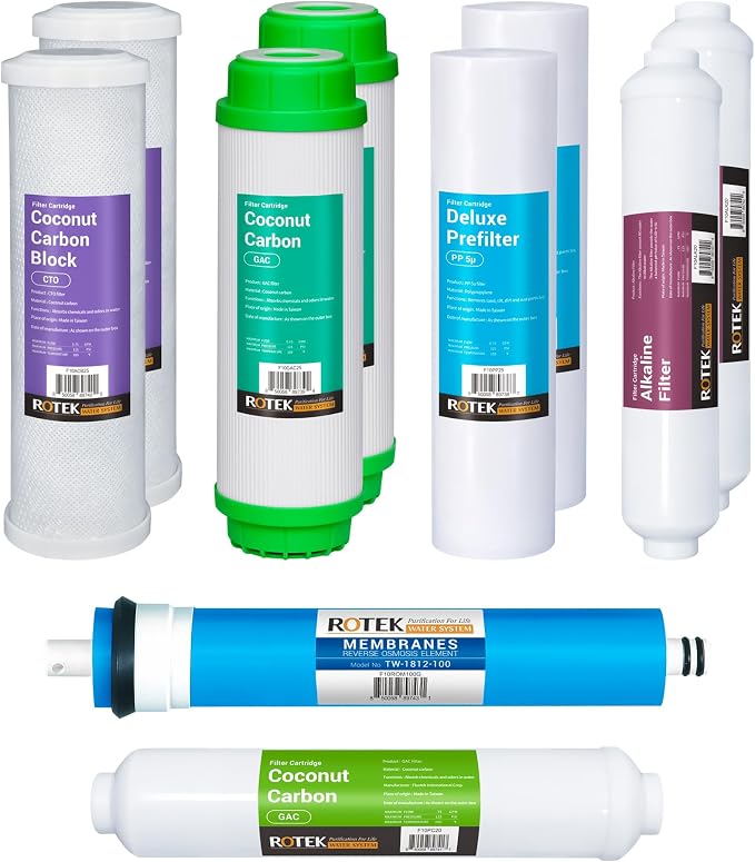Reverse Osmosis Alkaline pH+ Water Filter Set | 10 Replacement Water Filters by RotekWaterSystem