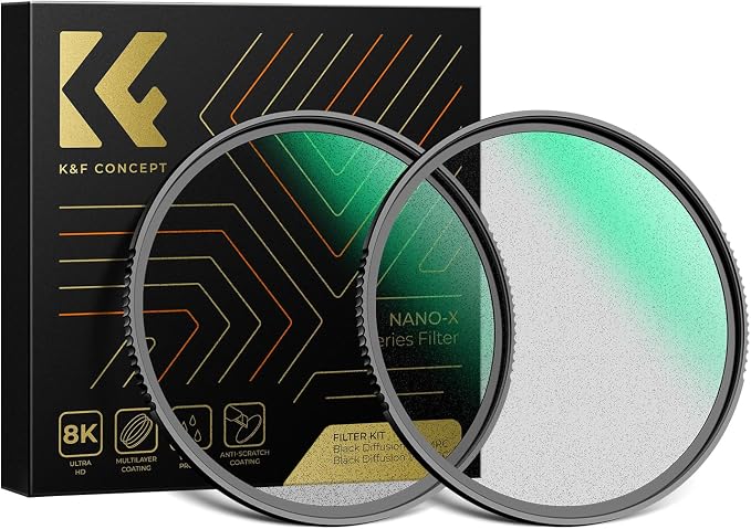 K&F CONCEPT 77mm Black Diffusion 1/4 & 1/8 Lens Filter Kit, Mist Cinematic by KFCONCEPT