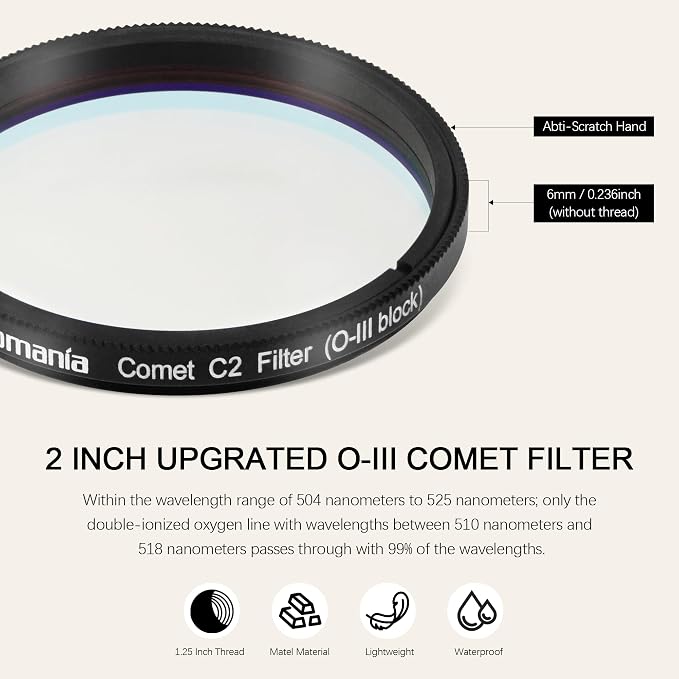 Astromania Telescope Filter 2 Inch Upgrated O-III Comet Filter Narrowband - Image 2