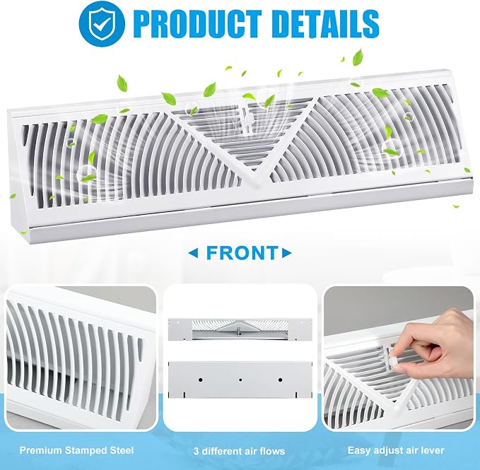 Yaocom 2 Pack Baseboard Register Vent 24 Inch Duct Opening Size Vent Covers - Image 3