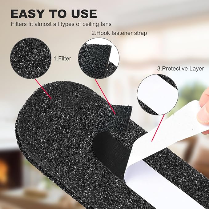 20-Pack Ceiling Fan Filters, Activated Carbon Easy-Stick Dust Catcher | 20 - Image 5