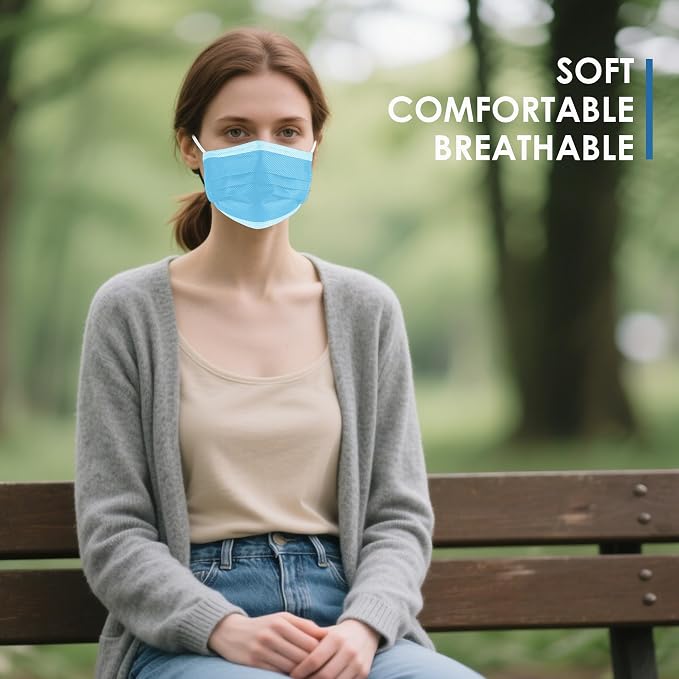 NNPCBT Blue Disposable Face Masks 125 Pack, 3-Ply Breathable Mask - Image 5