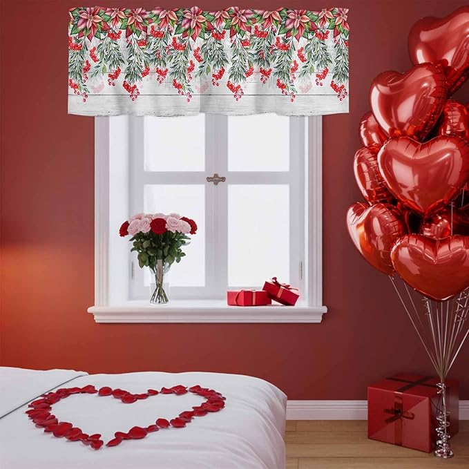 Poinsettia Berry Valance Curtains - Image 3