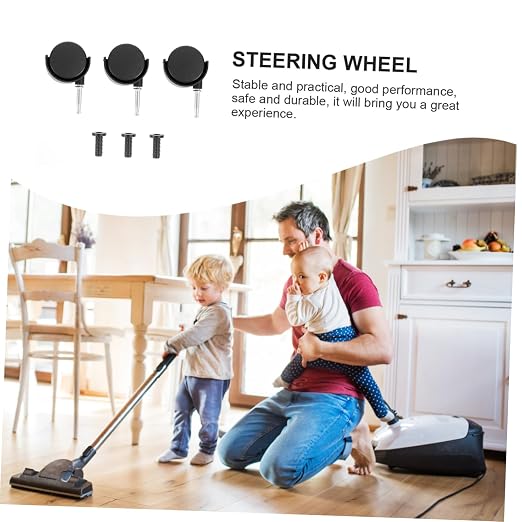 HEALLILY 3pcs Swivel Vacuum Cleaner Caster Wheels Plastic Trolley Casters - Image 6