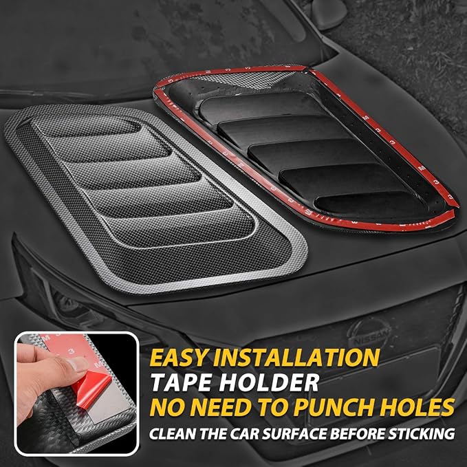 KaTur 1 Pair Universal Car ABS Decorative Air Flow Intake Scoop Turbo Bonnet - Image 4