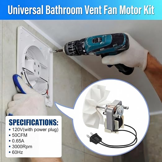 2 Pieces Universal Bathroom Vent Exhaust Fan Motor, 50CFM 120V Replacement - Image 4