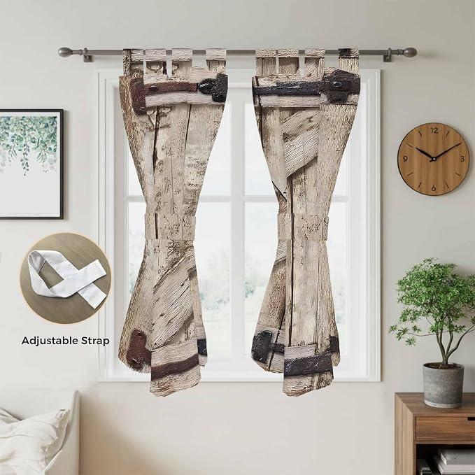 Farmhouse Wood Grain Bedroom Curtains 72 Inch Length, Window Curtains Tab Top - Image 5