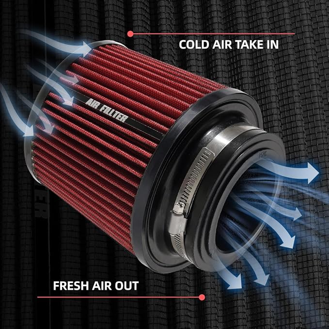 3" 3.5" 4" Inlet Car Replacement Cold Air Intake Filter 76mm 89mm 102mm 3 Sizes - Image 4