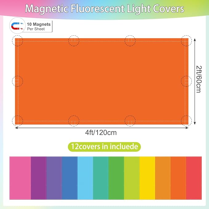 12pcs Magnetic Fluorescent Light Covers - Image 2