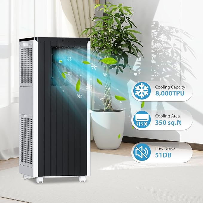 Portable AC Unit with 8000 BTU Cooling, Remote Control & 24-Hour Programmable - Image 2