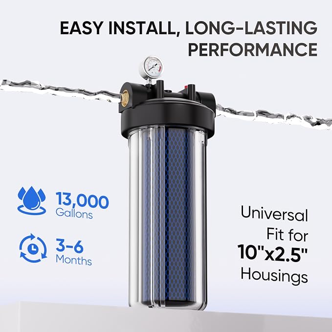 1 Micron 2.5" x 10" Whole House CTO Carbon Water Filter Cartridge Replacement - Image 7